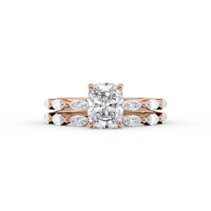 The Lucia Set With A 3.5 Carat Elongated Cushion Moissanite