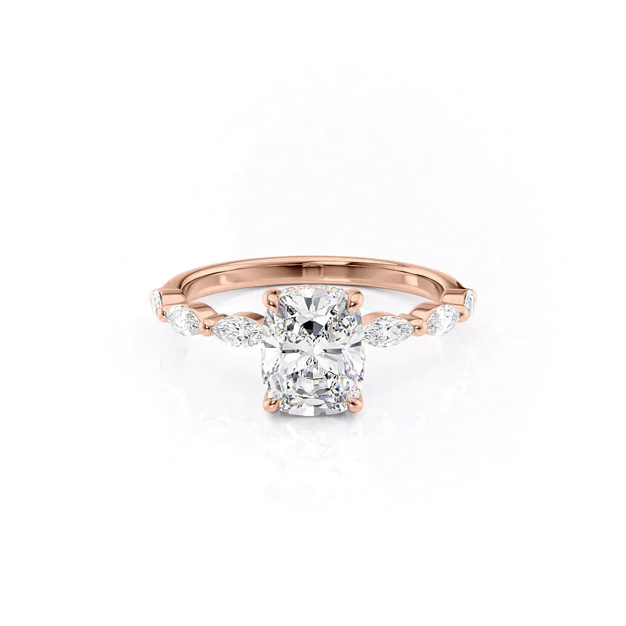 The Lucia Set With A 2 Carat Elongated Cushion Lab Diamond