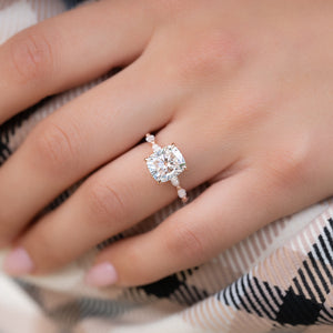 The Lucia Set With A 3 Carat Elongated Cushion Lab Diamond