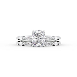 The Lucia Set With A 1 Carat Elongated Cushion Moissanite