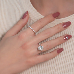 The Lucia Set With A 1 Carat Elongated Cushion Moissanite
