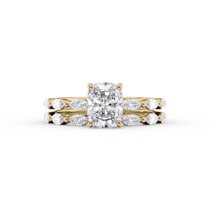 The Lucia Set With A 3.5 Carat Elongated Cushion Moissanite