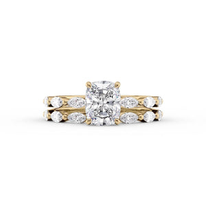 The Lucia Set With A 3.5 Carat Elongated Cushion Moissanite