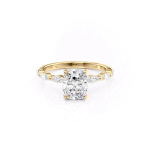The Lucia Set With A 2 Carat Elongated Cushion Lab Diamond