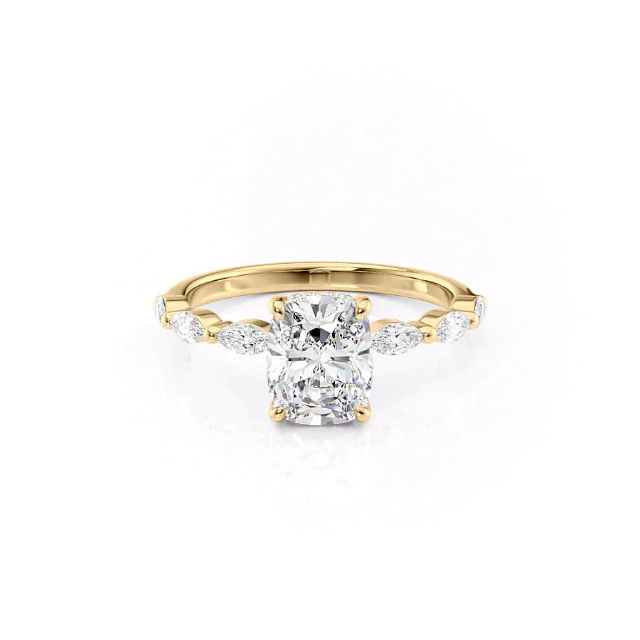 The Lucia Set With A 2.5 Carat Elongated Cushion Lab Diamond