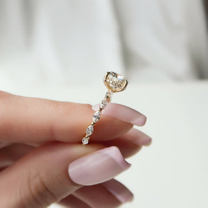 The Lucia Set With A 3.5 Carat Elongated Cushion Moissanite