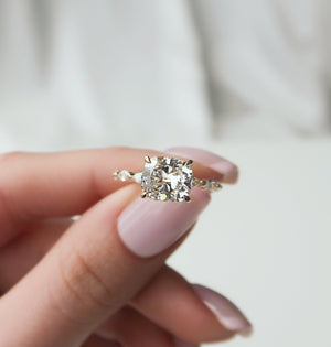 The Lucia Set With A 3.5 Carat Elongated Cushion Moissanite