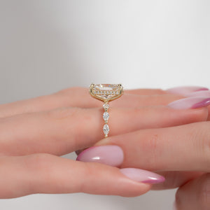The Lucia Set With A 3.5 Carat Elongated Cushion Moissanite