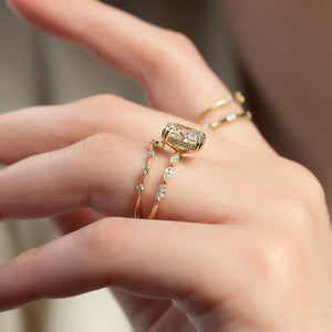 The Lucia Set With A 3.5 Carat Elongated Cushion Moissanite