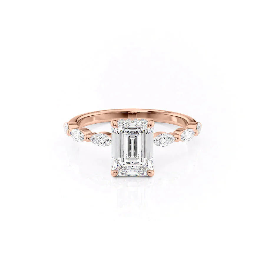 The Lucia Set With A 2.5 Carat Emerald Moissanite