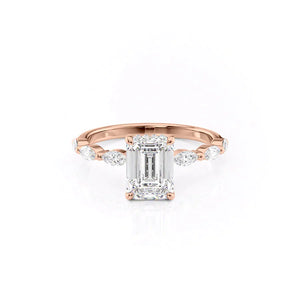 The Lucia Set With A 2.5 Carat Emerald Moissanite