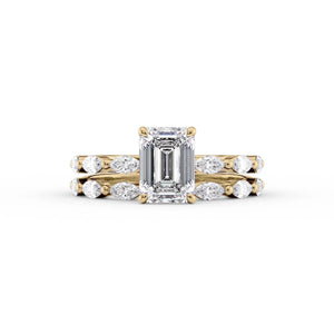 The Lucia Set With A 1.5 Carat Emerald Moissanite