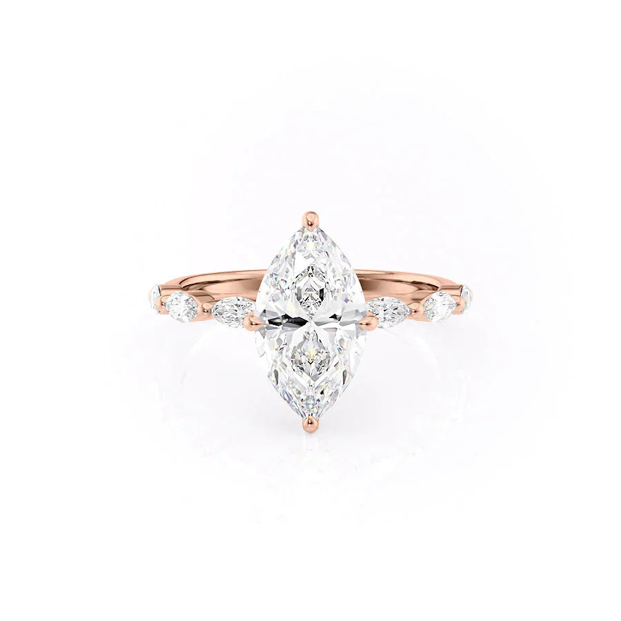 The Lucia Set With A 3 Carat Marquise Moissanite