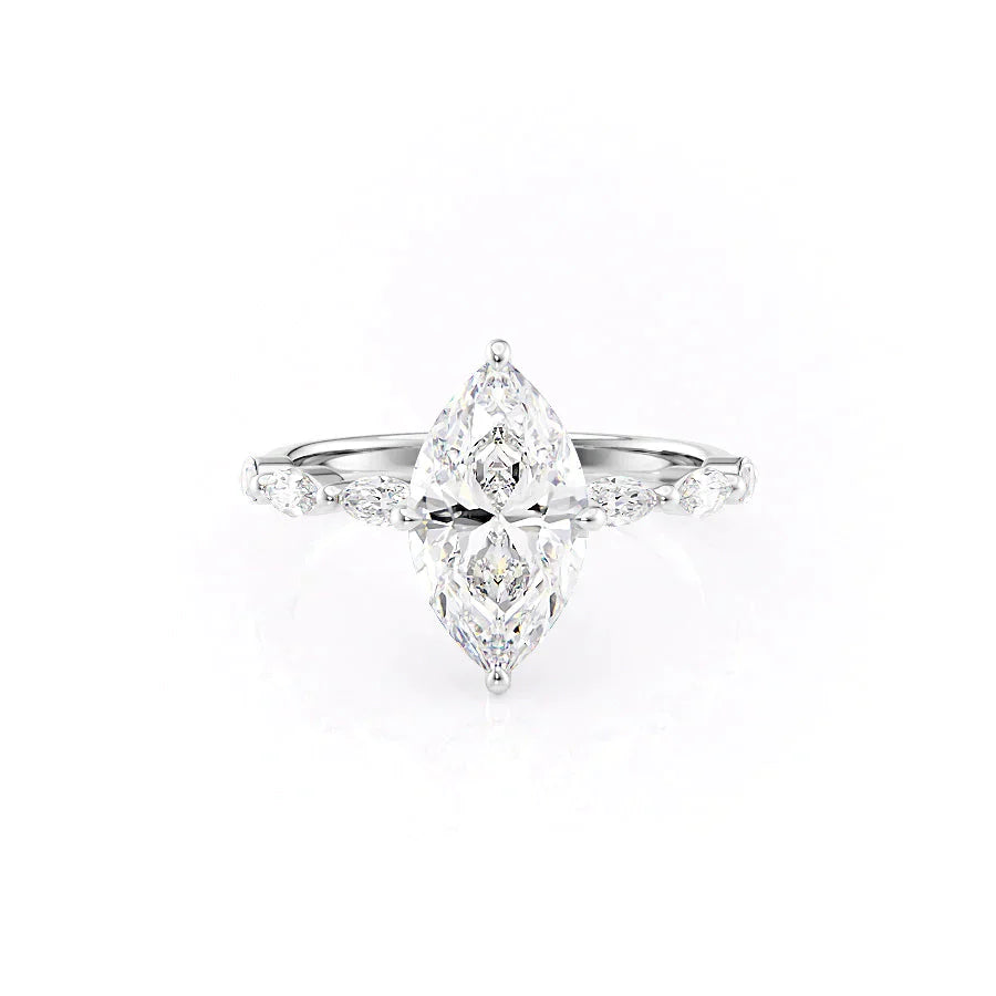 The Lucia Set With A 2.5 Carat Marquise Lab Diamond