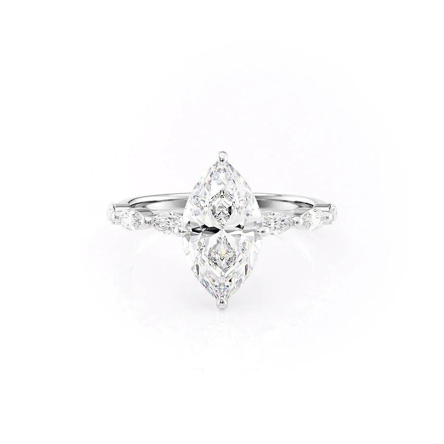 The Lucia Set With A 3.5 Carat Marquise Moissanite