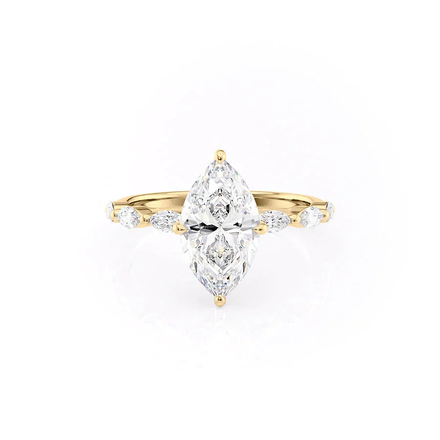 The Lucia Set With A 3.5 Carat Marquise Moissanite