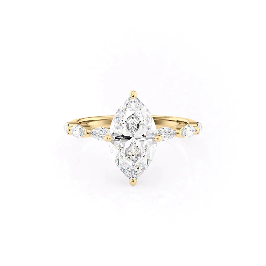 The Lucia Set With A 2.5 Carat Marquise Lab Diamond
