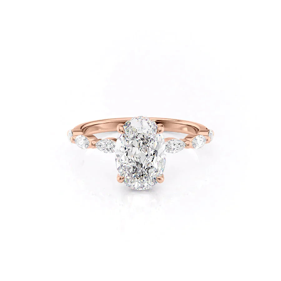 The Lucia Set With A 2.5 Carat Oval Moissanite