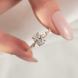 The Lucia Set With A 1 Carat Oval Lab Diamond