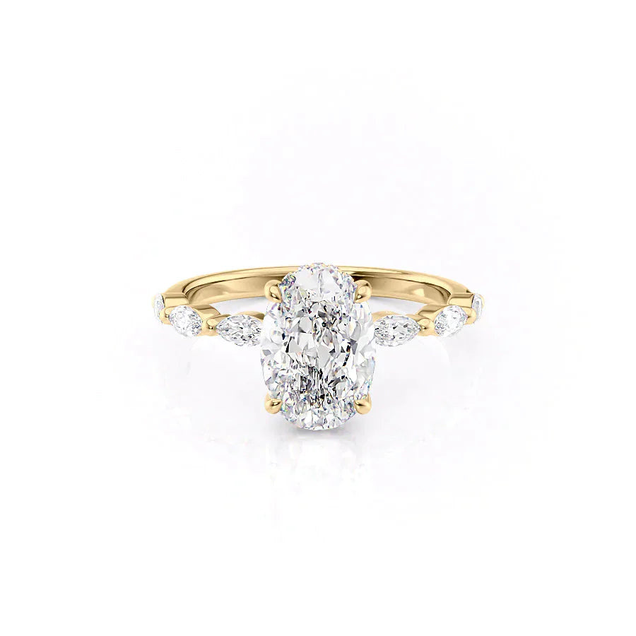 The Lucia Set With A 3 Carat Oval Moissanite