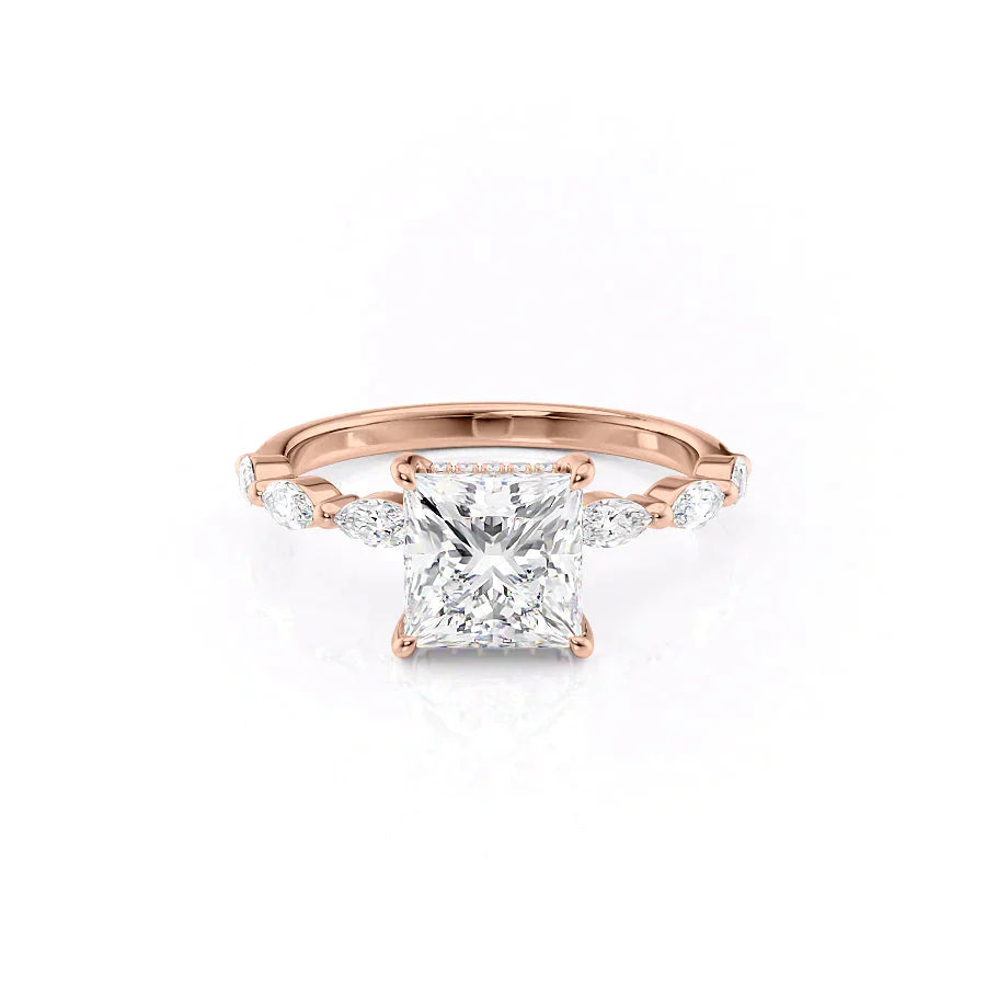 The Lucia Set With A 4 Carat Princess Moissanite