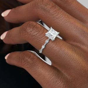 The Lucia Set With A 1.5 Carat Princess Moissanite