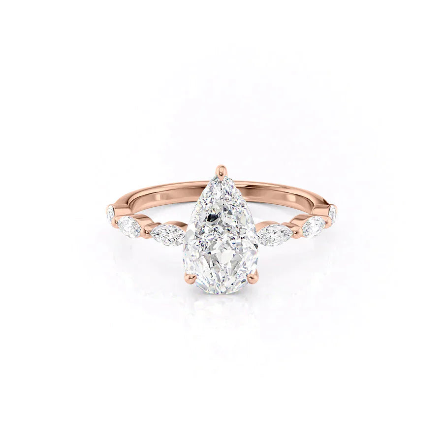 The Lucia Set With A 5 Carat Pear Moissanite