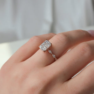 The Lucia Set With A 1.5 Carat Radiant Moissanite