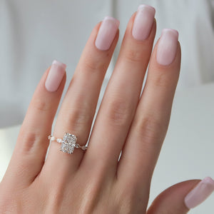 The Lucia Set With A 1.5 Carat Radiant Moissanite