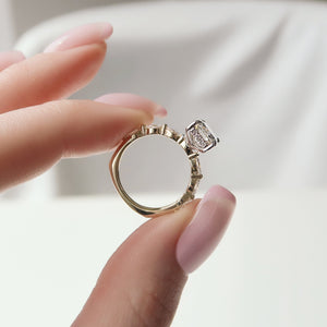 The Lucia Set With A 2.5 Carat Radiant Moissanite