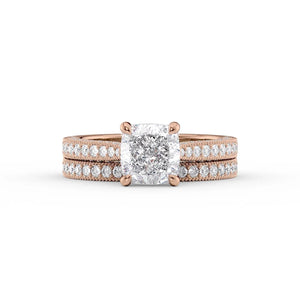 The Catherine Set With A 5 Carat Cushion Moissanite