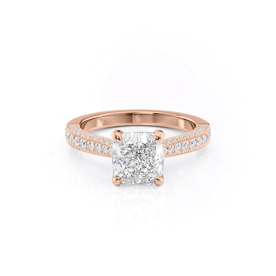 The Catherine Set With A 1 Carat Cushion Moissanite