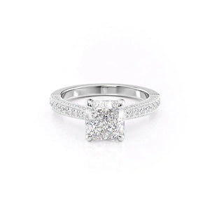 The Catherine Set With A 5 Carat Cushion Moissanite