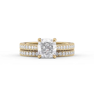 The Catherine Set With A 1.5 Carat Cushion Moissanite