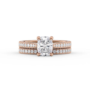 The Catherine Set With A 2 Carat Elongated Cushion Moissanite