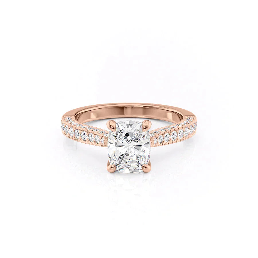 The Catherine Set With A 3 Carat Elongated Cushion Moissanite