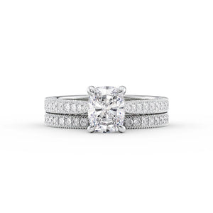 The Catherine Set With A 2.5 Carat Elongated Cushion Lab Diamond