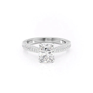 The Catherine Set With A 4.5 Carat Elongated Cushion Moissanite