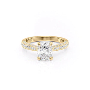 The Catherine Set With A 5 Carat Elongated Cushion Moissanite