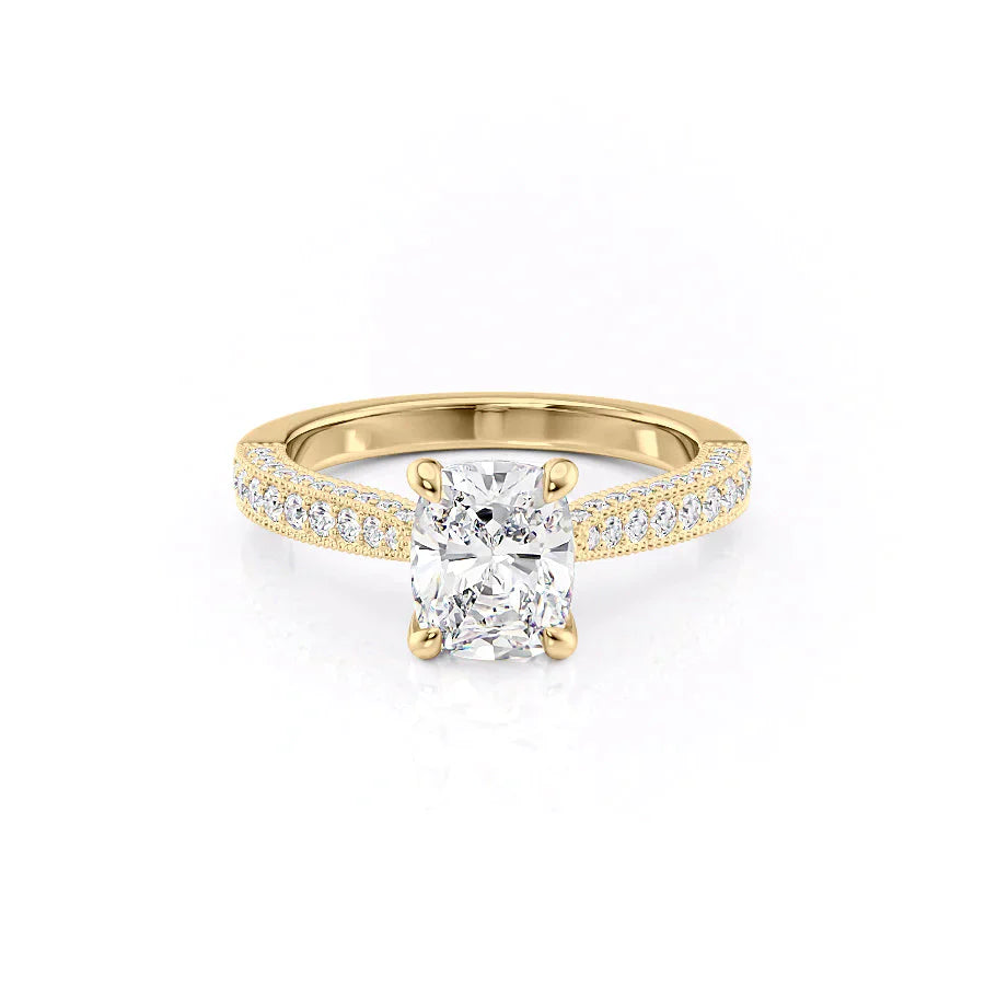 The Catherine Set With A 3 Carat Elongated Cushion Moissanite
