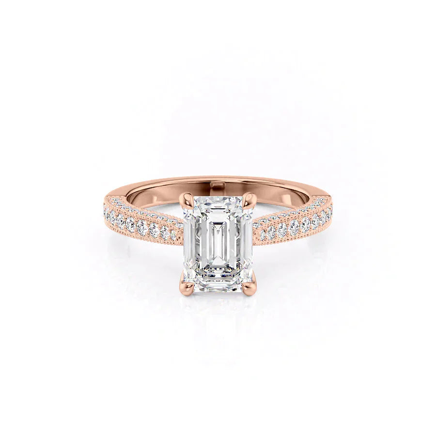 The Catherine Set With A 2 Carat Emerald Lab Diamond
