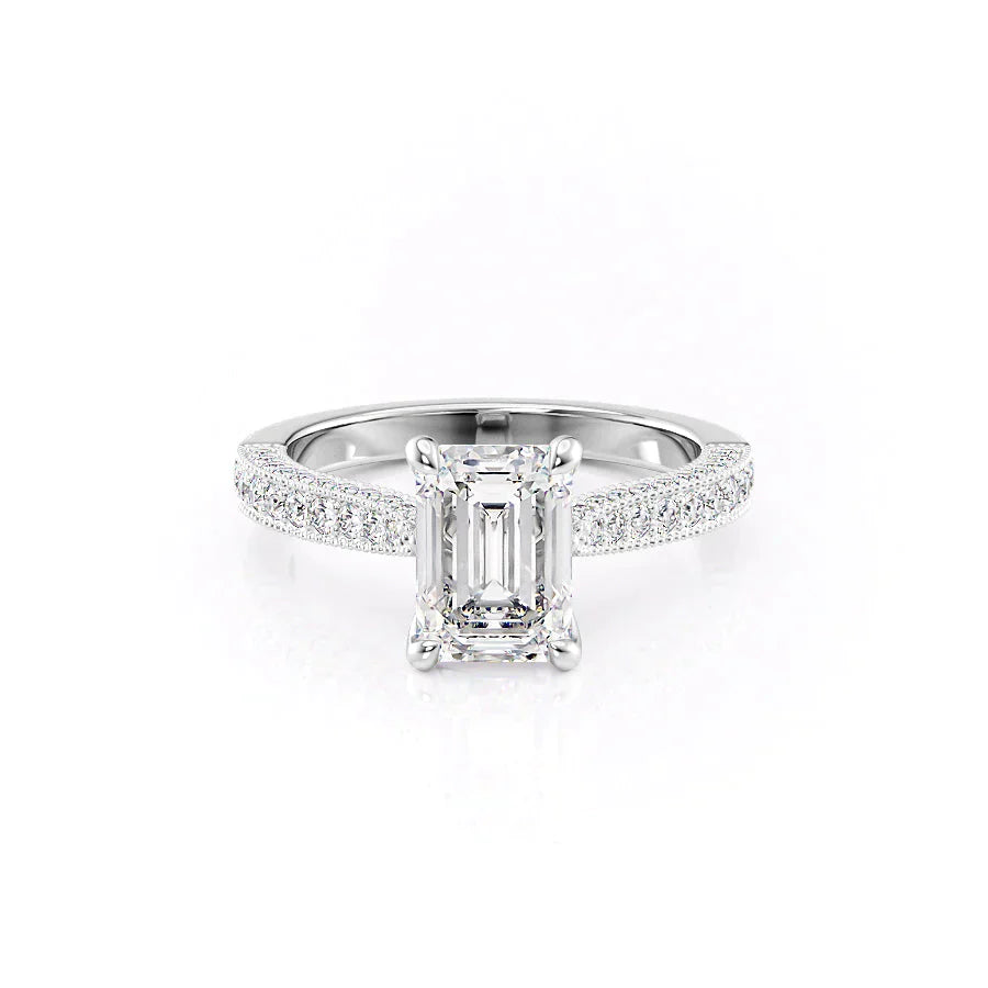 The Catherine Set With A 1.5 Carat Emerald Moissanite