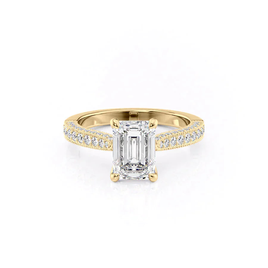 The Catherine Set With A 4 Carat Emerald Moissanite