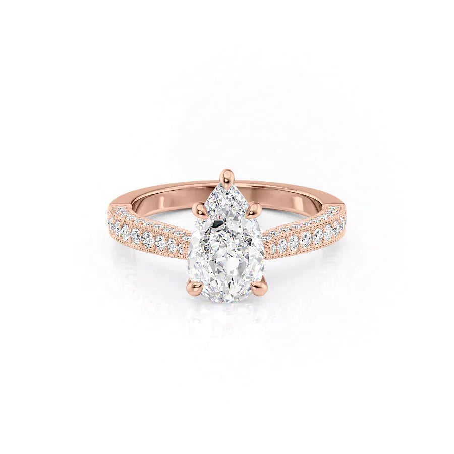 The Catherine Set With A 4.5 Carat Pear Moissanite