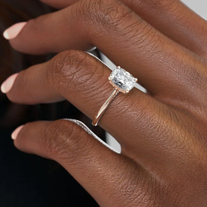 The Claire Set With A 4.5 Carat Elongated Cushion Moissanite