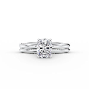 The Claire Set With A 3 Carat Elongated Cushion Moissanite