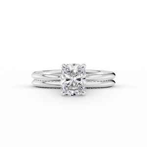 The Claire Set With A 4.5 Carat Elongated Cushion Moissanite