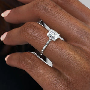 The Claire Set With A 4.5 Carat Elongated Cushion Moissanite