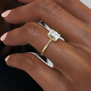 The Claire Set With A 3 Carat Elongated Cushion Moissanite