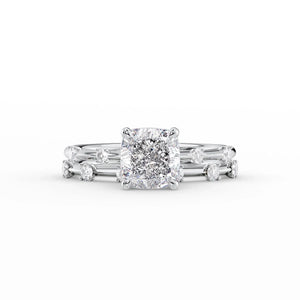The Serena Set With A 2.5 Carat Cushion Moissanite